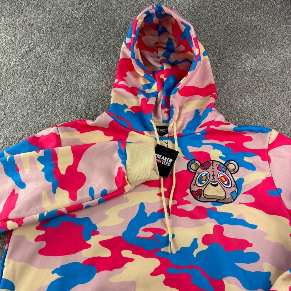 Sneaker Match Tees Hoodie Mens L Pink Blue Camo Bear Patch Streetwear Trendy New